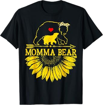 Momma Bear Mothers Day Sunflower Family T-Shirt