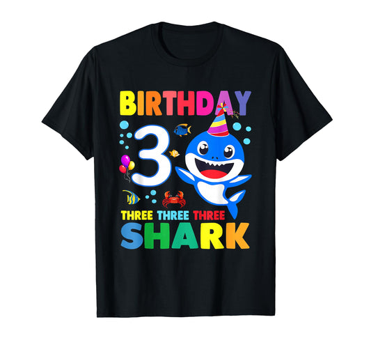Birthday Kids Shark 3 Year Old 3rd Birthday Matching Family T-Shirt