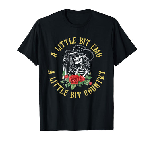 Little Bit Emo Little Bit Country Cowgirl Vintage Design T-Shirt