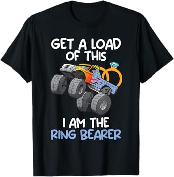 Wedding Shirt Iam The Ring Bearer Funny Monster Truck Boys T-Shirt