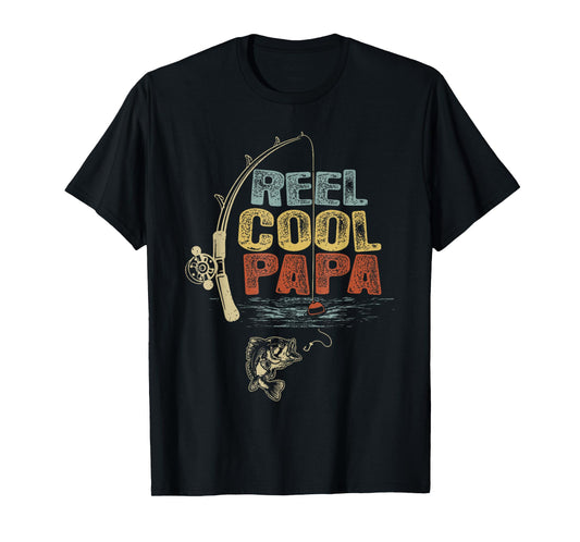 Funny Fisherman Vintage Reel Cool Papa Father Day T-Shirt