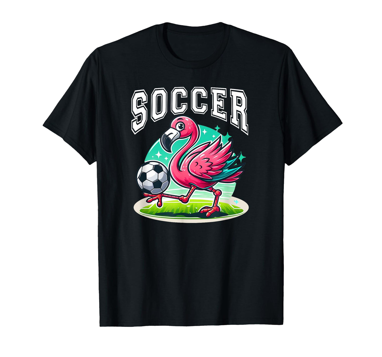 Pink Flamingo Playing Soccer T-Shirt