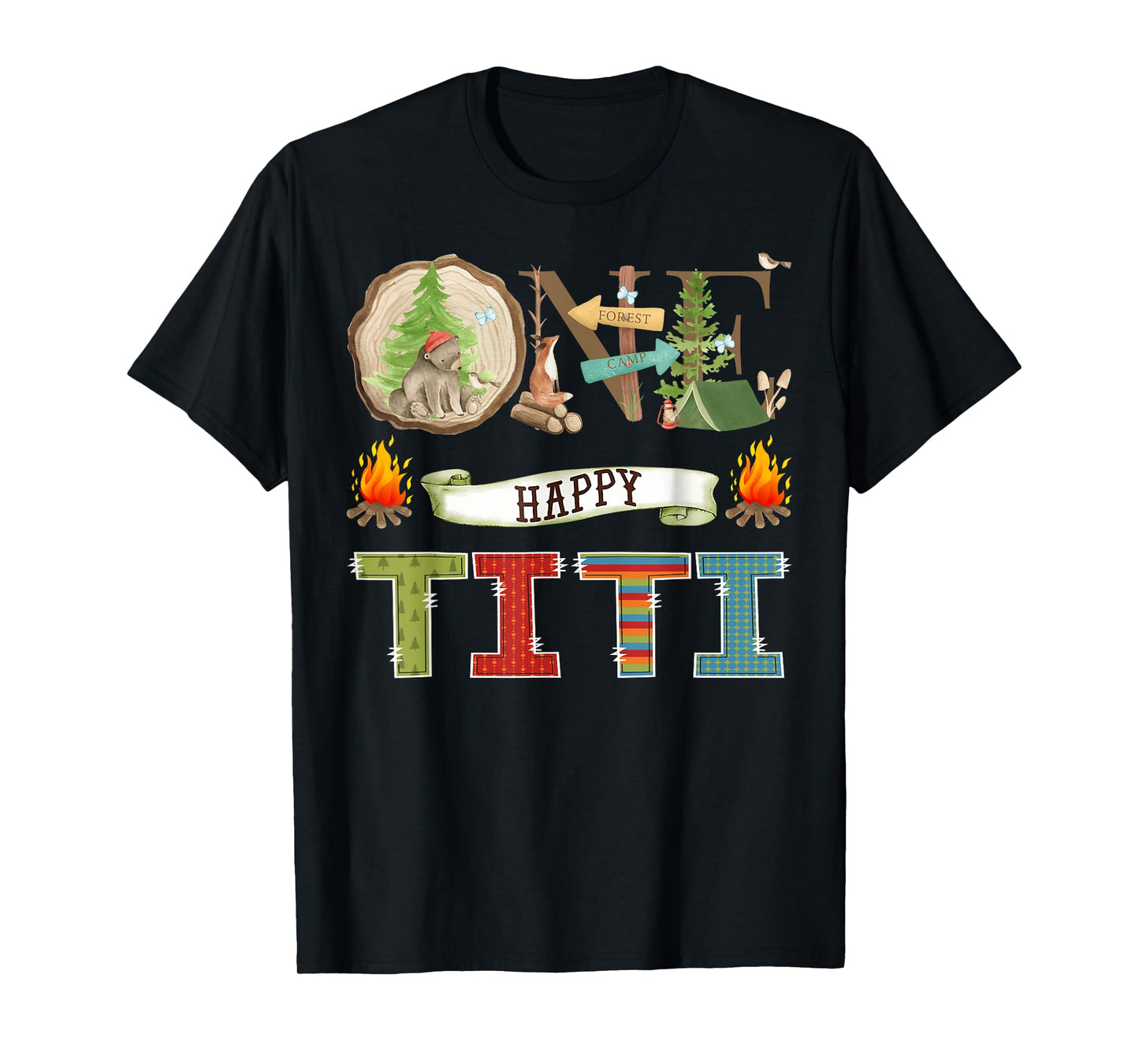 One Happy Titi Camper 1St Birthday Camping Bear T-Shirt