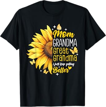 Mom Grandma Great Grandma Sunflower Mother's Day 2025 Women T-Shirt