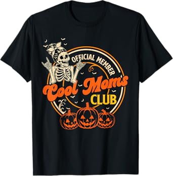 Official Member Cool Moms Club Skeleton Mom Spooky Halloween T-Shirt