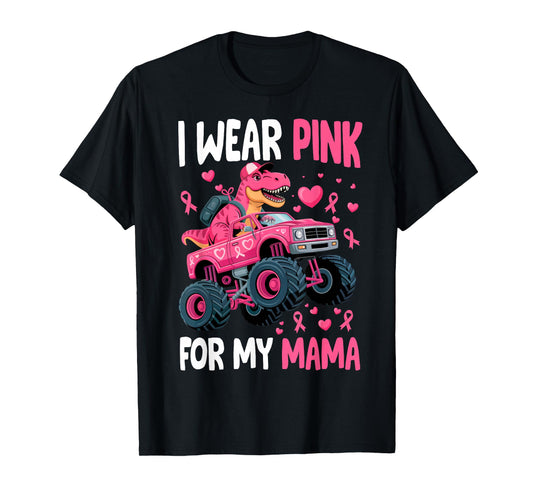 I Wear Pink for My Mama Breast Cancer Monster Truck Boy Kids T-Shirt