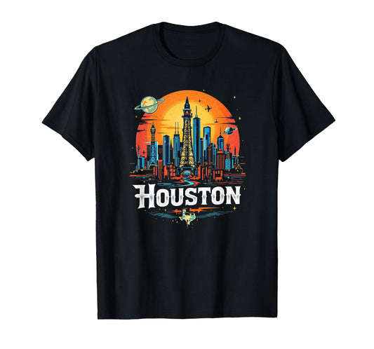 Houston Texas Skyline Texas Home State Souvenir Vintage T-Shirt