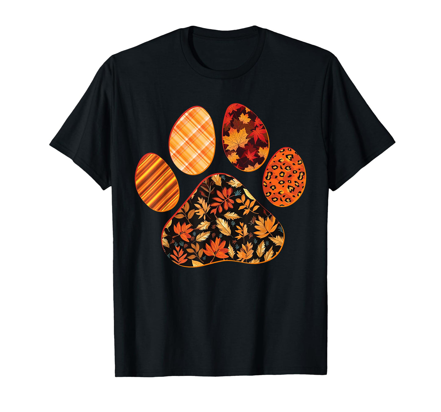 Dog Paw Print Maple Leaf Autumn Fall Leaves Season Dog Lover Men Women Kids T-Shirt