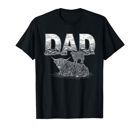 Highland Cow Dad Father Grandpa Father's Day Mens Womens T-Shirt