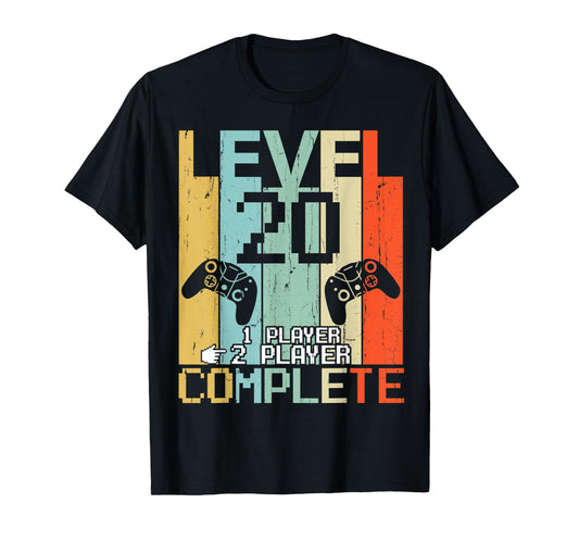 Level 20 Years Complete Gamer Couple Vintage Retro Shirt