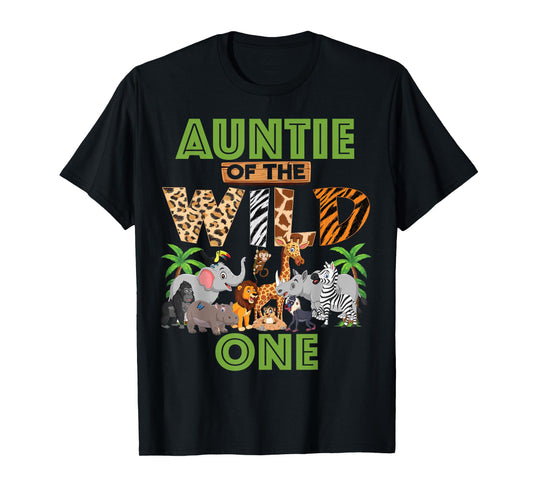 1st Birthday Zoo Safari Jungle Auntie Of The Wild One B-day T-Shirt