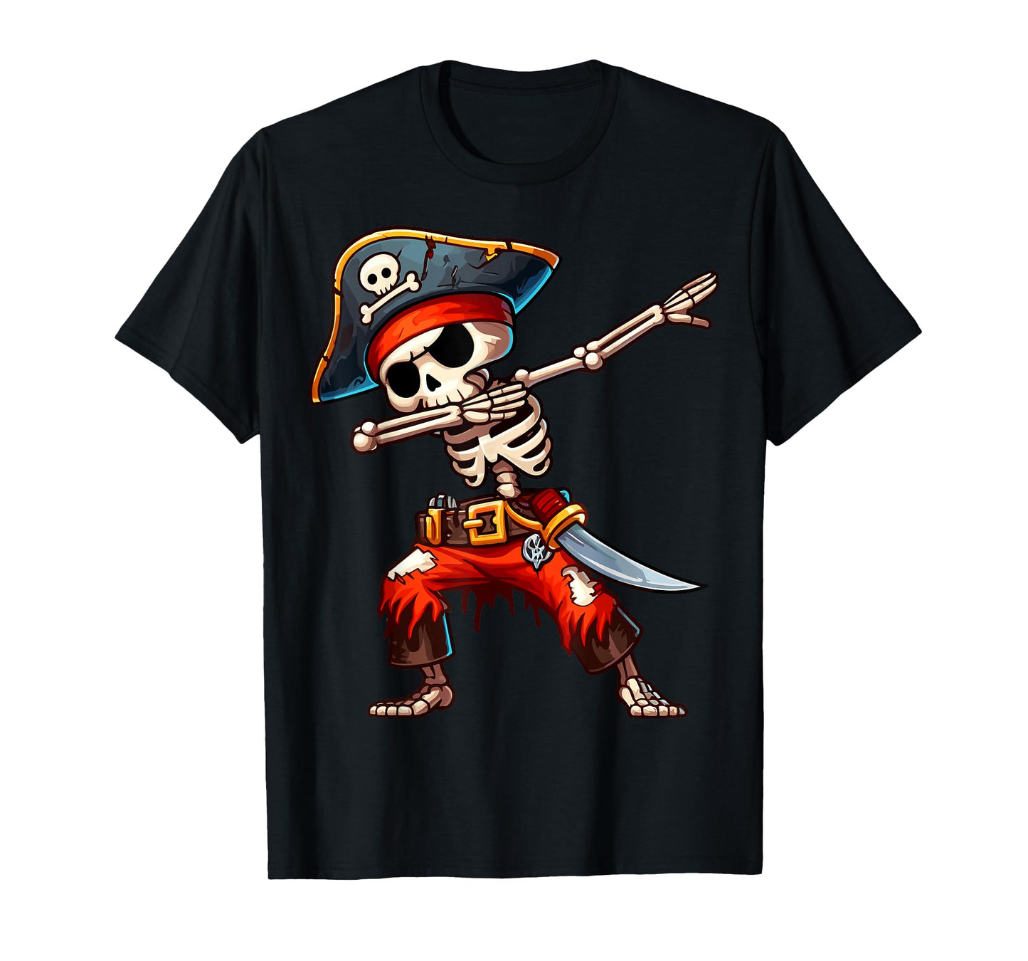 Dabbing Skeleton Pirate Halloween Kids Pirate T-Shirt