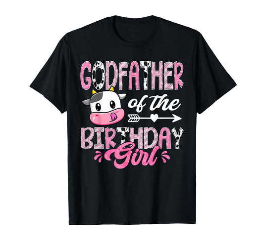 GodFather Of The Birthday Girl Pink Farm Cow 1St Birthday T-Shirt