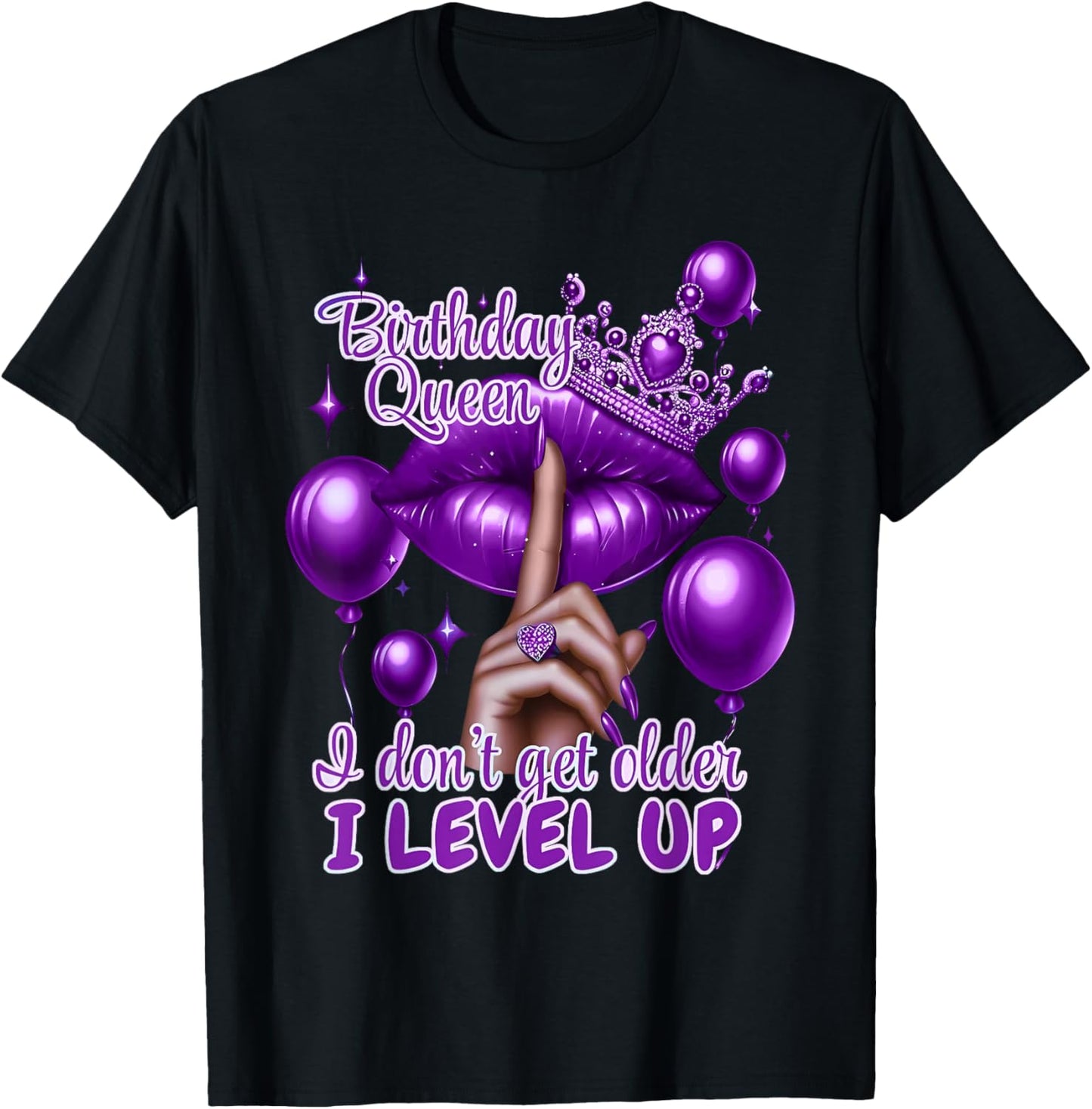 Retro Purple Birthday Queen I Dont Get Older I Level Up T-Shirt