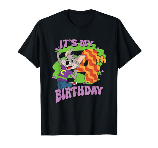 Chuck E. Cheese It's My 4th Birthday Happy Chuck Chest Logo T-Shirt