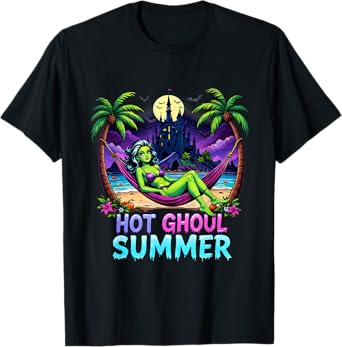 Funny Skeleton Ice Cream HOT GHOUL SUMMER Summerween Vibes T-Shirt
