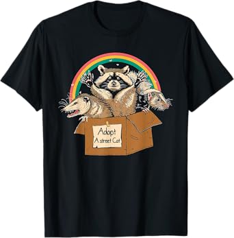 Vintage Adopt A Street Cat Shirt Funny Opossum Raccoon Skunk T-Shirt