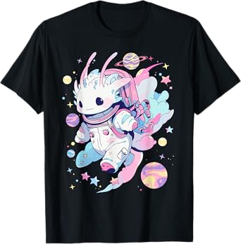 Cute Space Galaxy Axolotl Pastel Goth Aesthetic Nu Goth T-Shirt