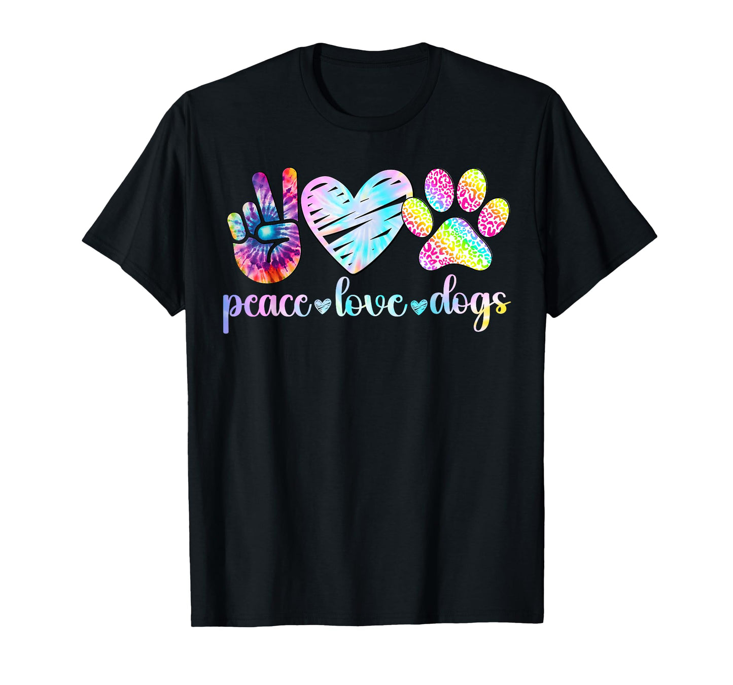 Peace Love Dogs Tie Dye Dog Lover Rescue Puppy T-Shirt