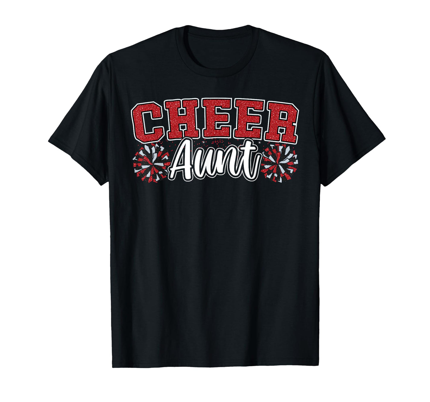 Loud Proud Cheer Aunt Team Red Pom Poms Cheerleader Women T-Shirt
