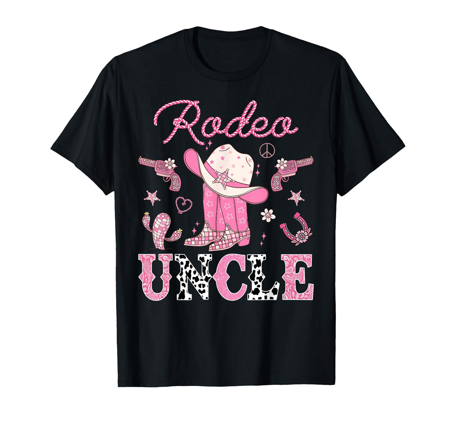 Rodeo Uncle Pink Boots Disco CowGirl Birthday Party T-Shirt