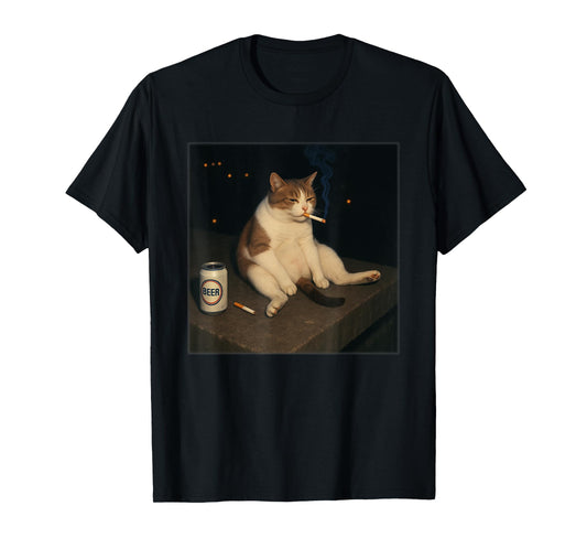 Cigarette Kitten Funny Smoking Cat Meme Stupid T-Shirt
