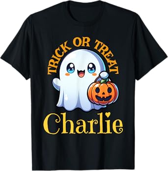 Charlie Personalized Name Cute Ghost Halloween T-Shirt