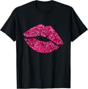 Gifts Vintage Sexy Pink Lipstick Beauty Kiss Lips T-Shirt