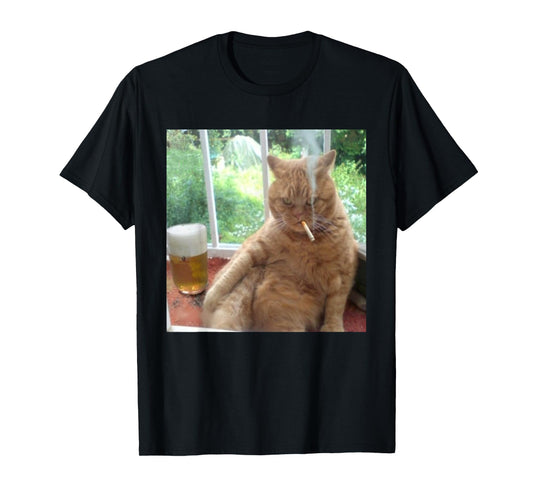 Cigarette Kitten Funny Smoking Cat Meme Stupid Brainrot T-Shirt