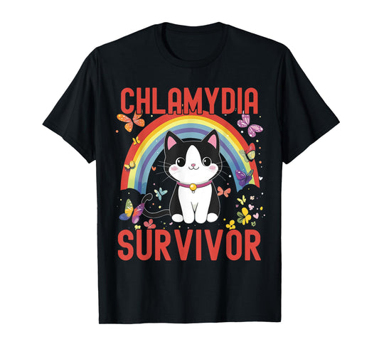 Chlamydia Survivor | Funny Inappropriate | Adult Meme Cat T-Shirt