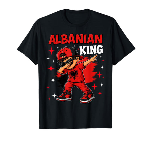 Albanian Dab Kid Cartoon Eagle Flag Pride for Boys Kids T-Shirt