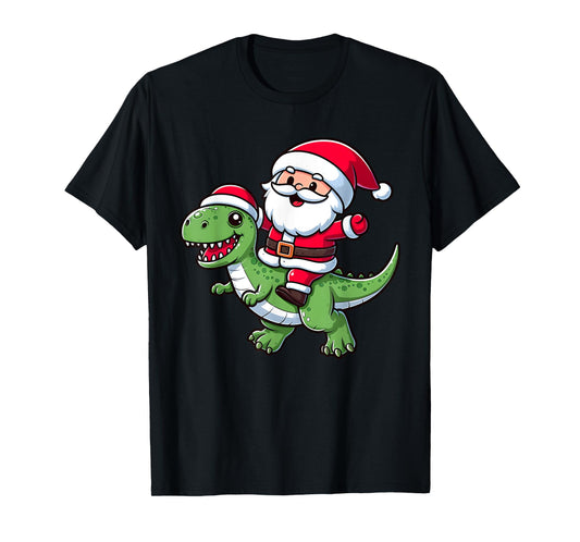 Christmas Pajama Santa Claus Ride T Rex Dinosaur for Toddler T-Shirt