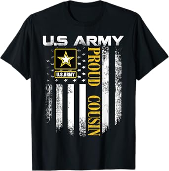 Vintage U.S. Army Proud Cousin With American Flag Gift T-Shirt