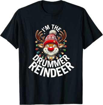 The Drummer Reindeer Family Matching Group Christmas T-Shirt