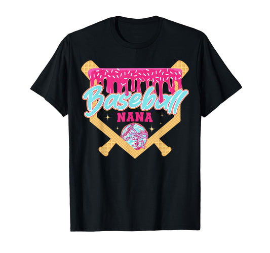 Baseball Nana Drip Ice Cream Baseball Season Mother's Day T-Shirt
