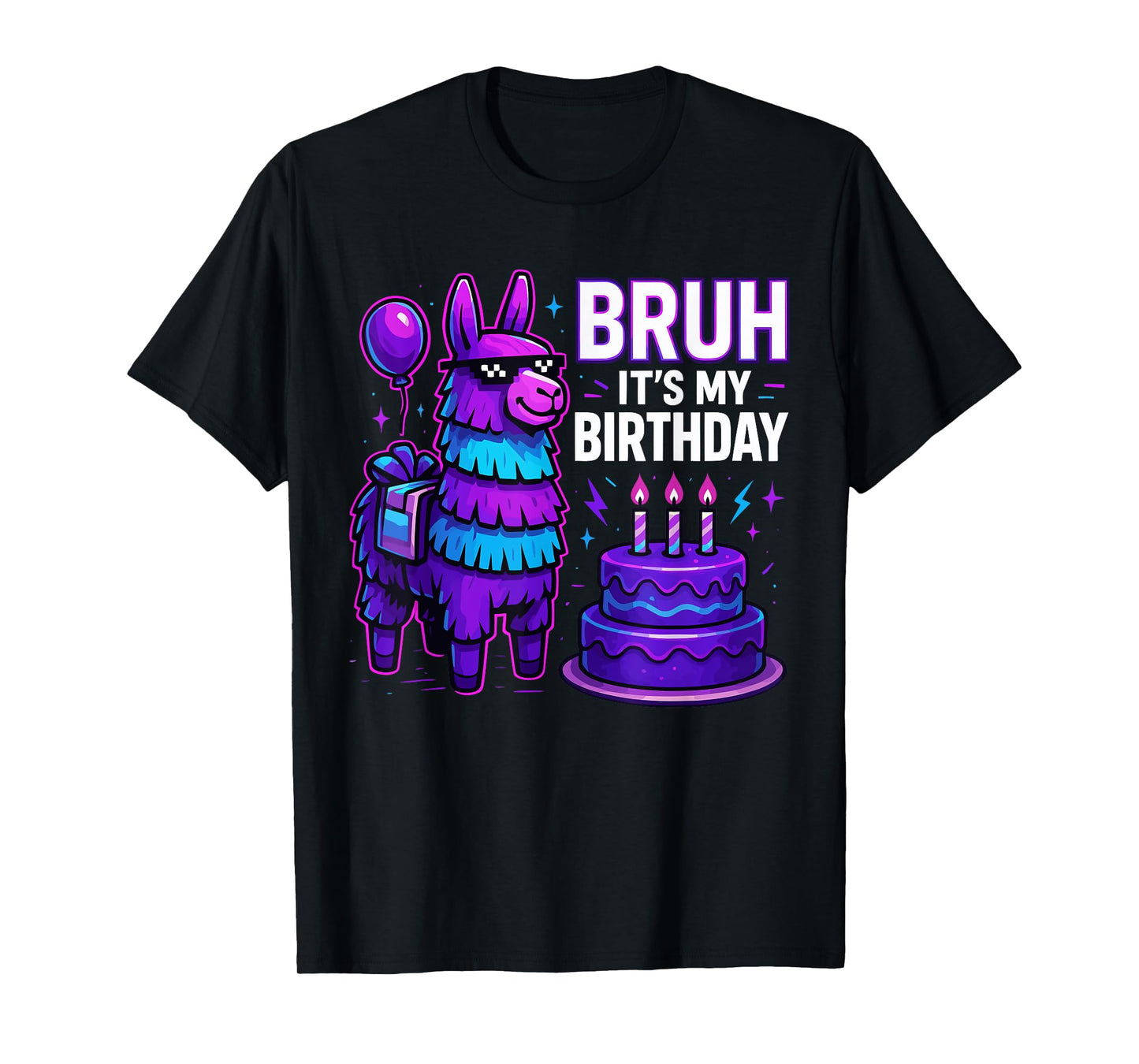Bruh Its My Birthday Llama Pinata Family Bday Party Kids T-Shirt