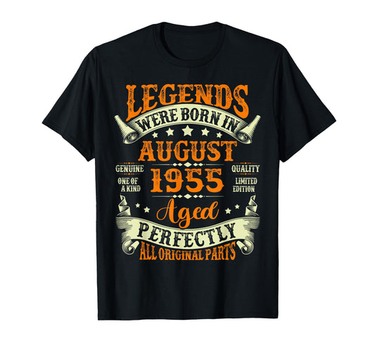 Legends Were Born In August 1955 Vintage 70th Birthday Men T-Shirt