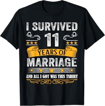 11th Wedding Anniversary shirt Couples Husband Wife 11 Years T-Shirt
