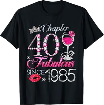 Chapter 40 Fabulous Since 1985 40th Birthday Queen Diamond T-Shirt