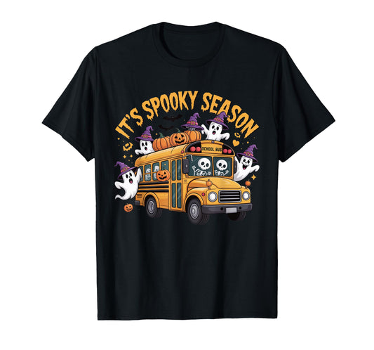 It's Spooky Season Funny Teacher Halloween School Bus T-Shirt