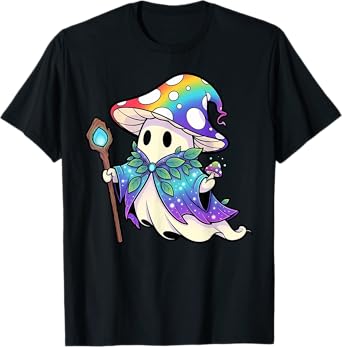 Cute Ghost Boo Mushroom Wizard Halloween Men Women Kids T-Shirt