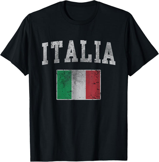 Vintage Italia Italian Flag Italy Men Women Kids Youth T-Shirt