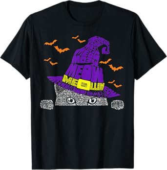 Funny Halloween Cat lover with Witch Hat for Spooky Season T-Shirt