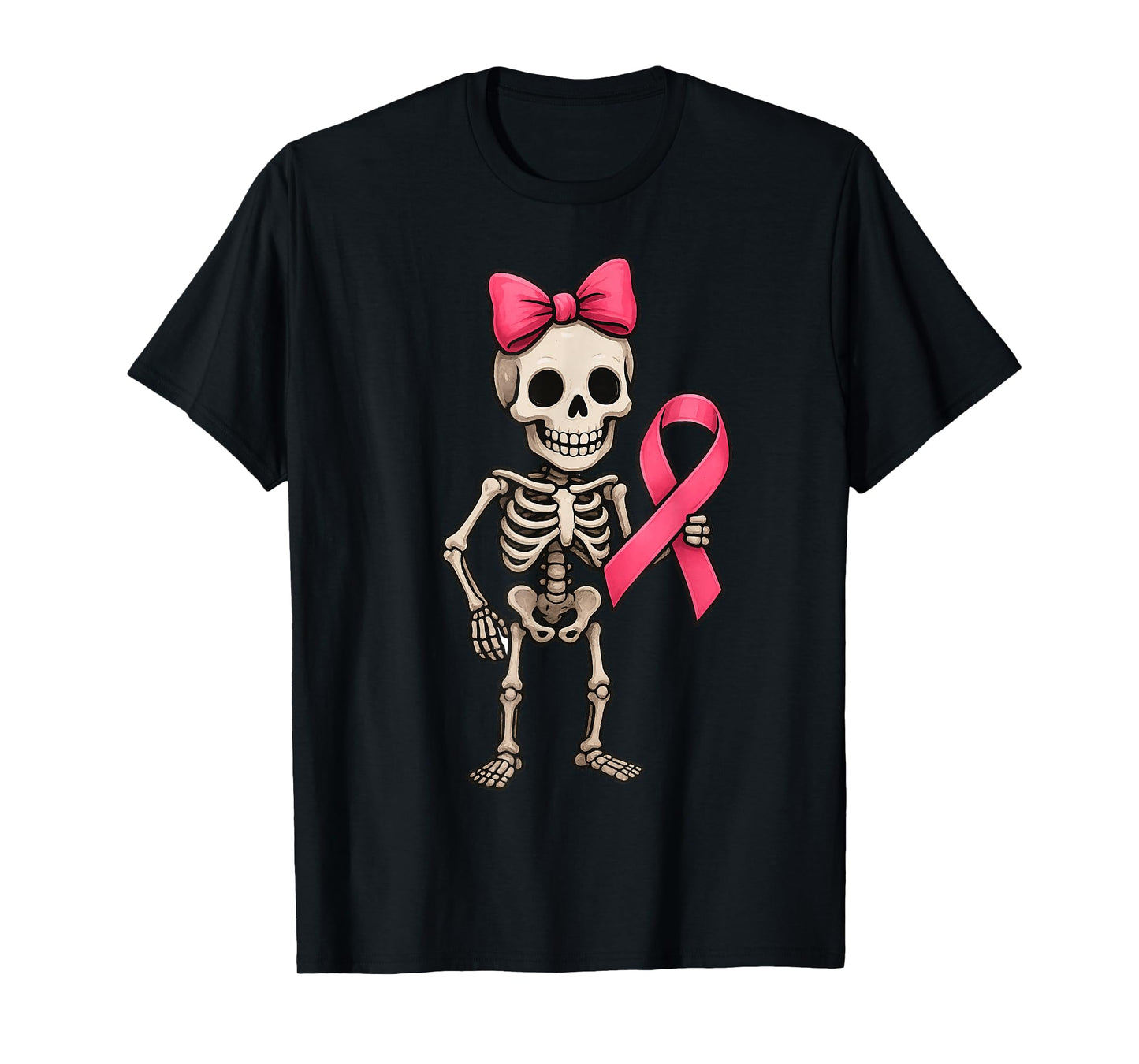 Breast Cancer Awareness Skeleton Bow Cute Coquette T-Shirt