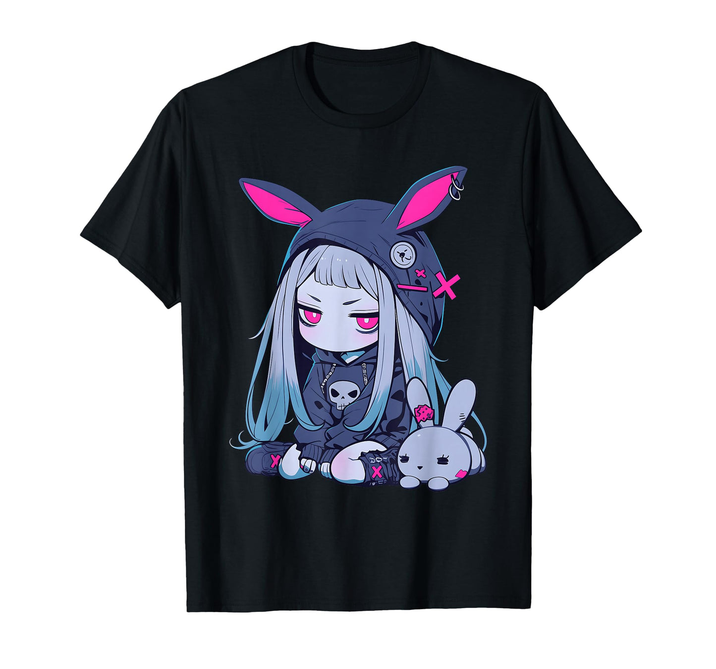 Cute E-Girl Anime Girl Goth Bunny Grunge Gothic Outfit T-Shirt