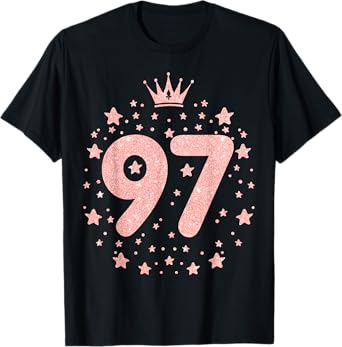 97 Pink Crown 97 Years Old Happy 97th Birthday Girl Women T-Shirt