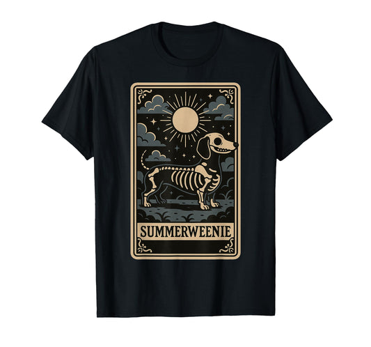 Dachshund Skeleton Summerween Dog Art Vintage Style T-Shirt
