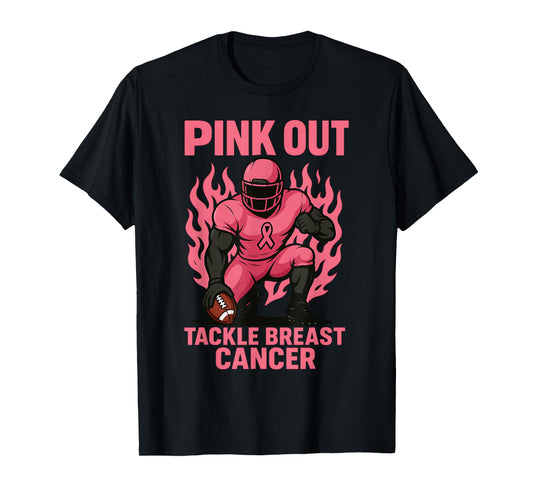 Pink Out Tackle Football Breast Cancer Awareness T-Shirt