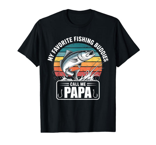 Funny My Favorite Fishing Buddies Call Me Papa Vintage T-Shirt