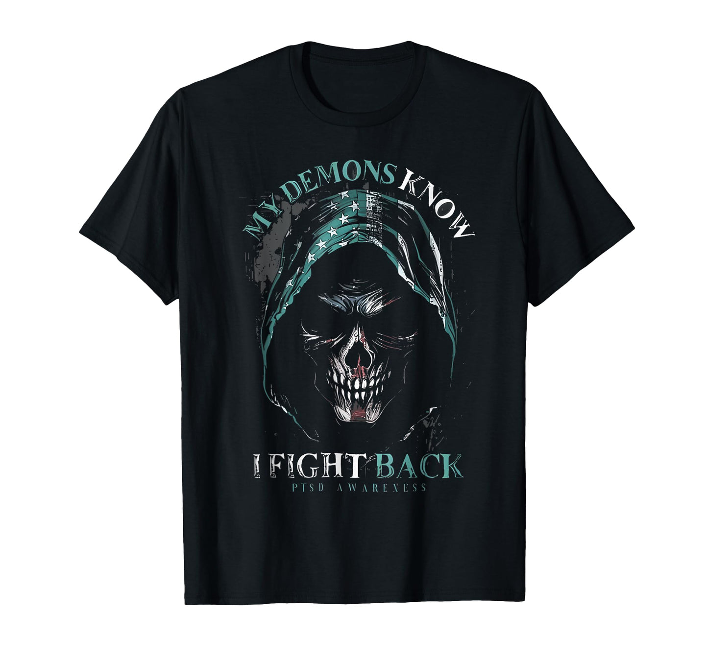 Reaper PTSD My Demons Know I Fight Mental Health Awareness T-Shirt
